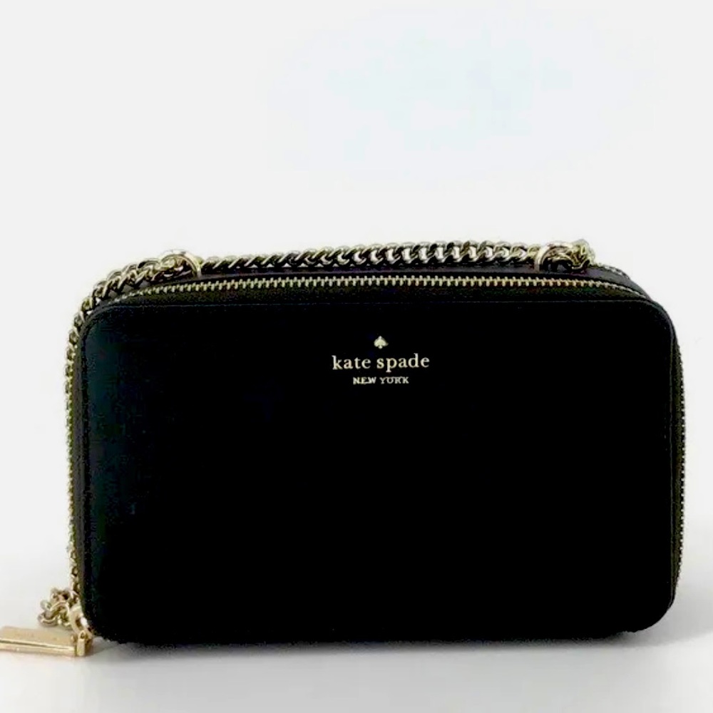 Kate Spade Connie Double Zip Chain Crossbody • WKRU6127 • Black